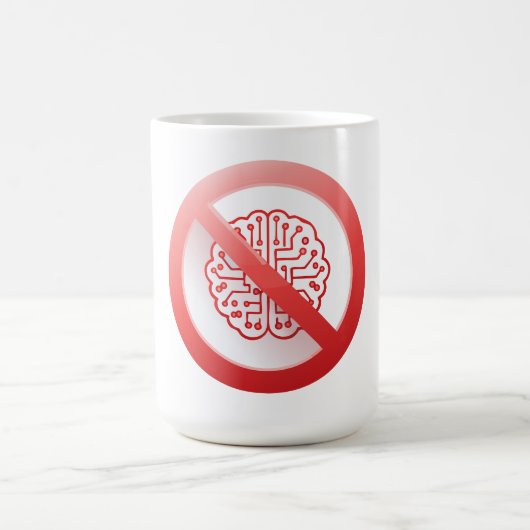 人工知能の使用禁止サイン コーヒーマグカップ (中央)