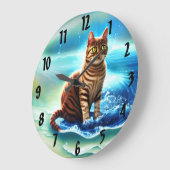人工知能の動物の猫を水に乗せる ラージ壁時計 (傾斜)