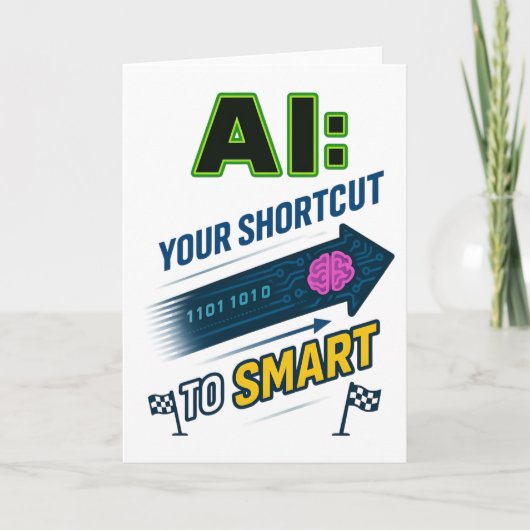 人工知能へのAI頭が切れるのショートおもしろいカット カード (正面)