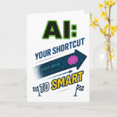 人工知能へのAI頭が切れるのショートおもしろいカット カード (黄色い花)