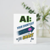 人工知能へのAI頭が切れるのショートおもしろいカット ポストカード (スタンド正面)