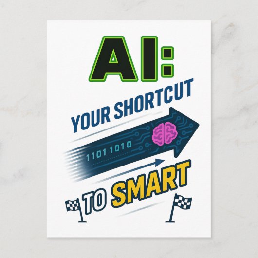 人工知能へのAI頭が切れるのショートおもしろいカット ポストカード (正面)