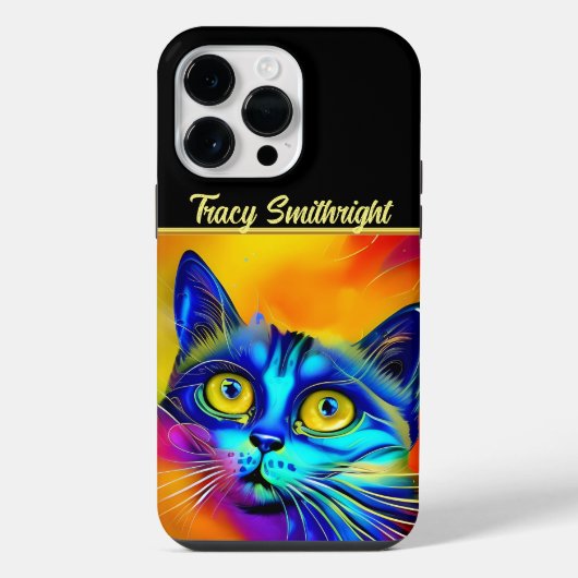人工知能アニマル 猫の顔  iPhoneケース (裏面)