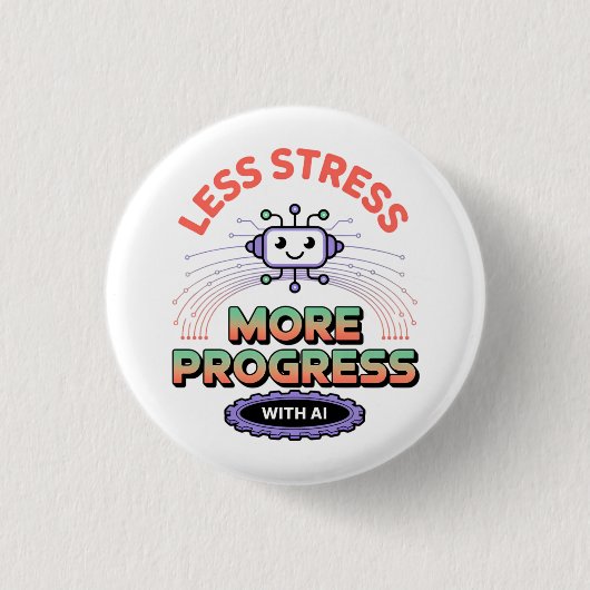 人工知能ファッションロボットメンズトップ 缶バッジ (正面)