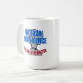 人工知能実在、ユーモア.wホワイトBG コーヒーマグカップ (正面左)