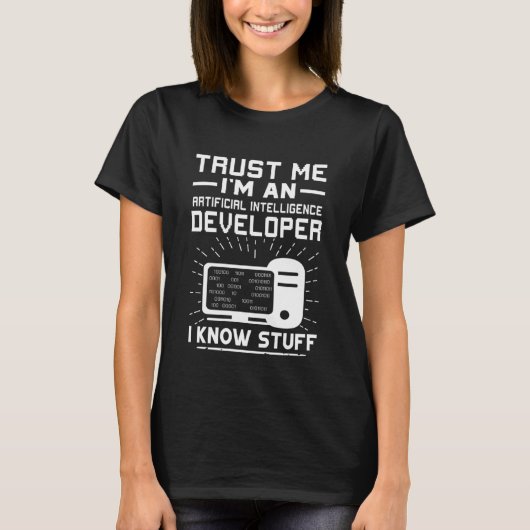 人工知能開発者 知識人 Tシャツ (正面)