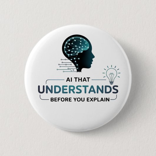 人工知能頭が切れる技術デザイン 缶バッジ (正面)