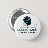 人工知能頭が切れる技術デザイン 缶バッジ (正面&裏面)