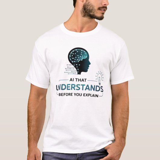 人工知能頭が切れる技術デザイン Tシャツ (正面)