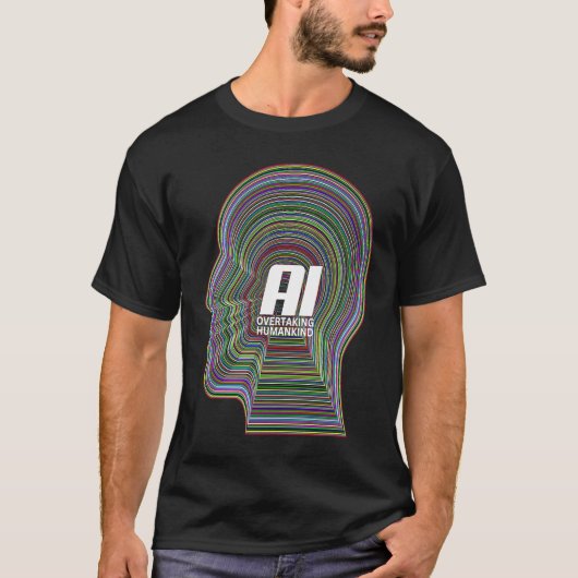 人工知能AI技術が人類を超える Tシャツ (正面)