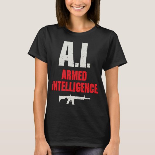 人工知能AI武装および知性があるG Tシャツ (正面)