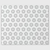 人工花白黒ラインアート ラッピングペーパー (フラット)