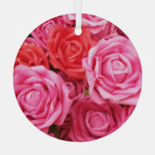 人工赤バラ背景クローズアップ ガラスオーナメント (裏面)