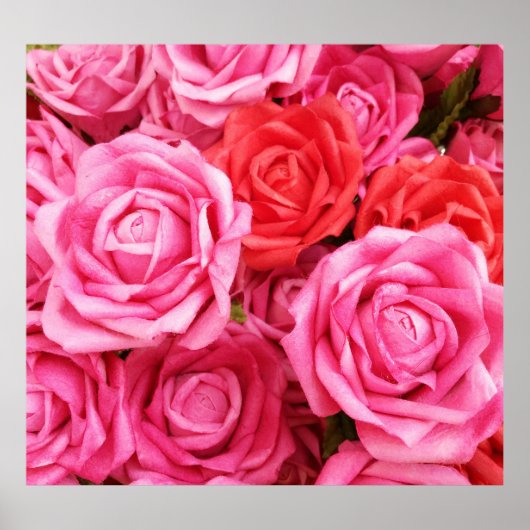 人工赤バラ背景クローズアップ ポスター (正面)