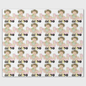 人形および手押車を持つ小さな女の子 ラッピングペーパー (フラット)