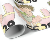 人形および手押車を持つ小さな女の子 ラッピングペーパー (ロールコーナー)