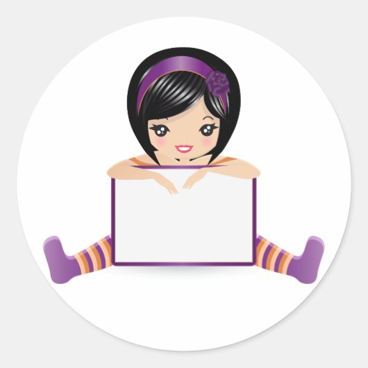 人形が満員に見える ラウンドシール (正面)