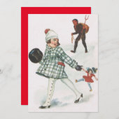 人形で小さな女の子を追うクランプス (正面/裏面)