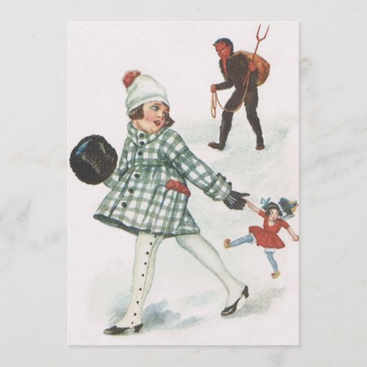 人形で小さな女の子を追うクランプス (正面)