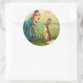 人形とウサギの女の子ヴィンテージ復活祭 ラウンドシール (バッグ)