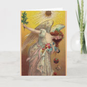 人形とヴィンテージクリスマスエンジェル シーズンカード (正面)