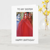 『人形と妹のハッピーバースデー』 カード (黄色い花)