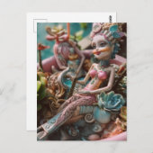 人形と植物のはがき ポストカード (正面/裏面)