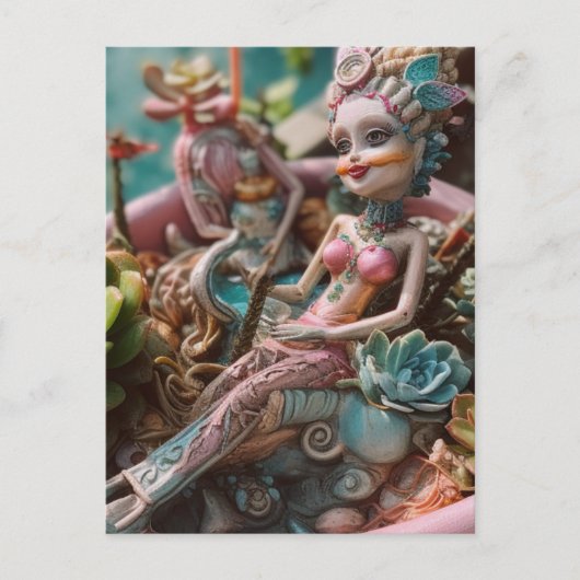 人形と植物のはがき ポストカード (正面)