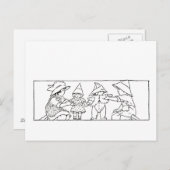 人形と熊のヴィンテージアートを持つ少年 ポストカード (正面/裏面)