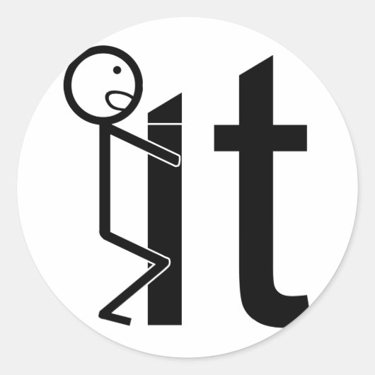 人形のおもしろい贈り物をネジで貼る ラウンドシール (正面)