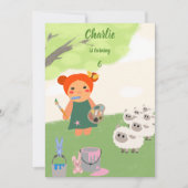 人形のカラフル絵を描パーティー 招待状 (正面)