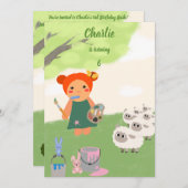 人形のカラフル絵を描パーティー 招待状 (正面/裏面)