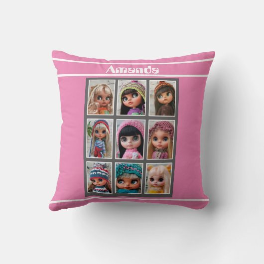人形の写真を祝福する クッション (裏面)