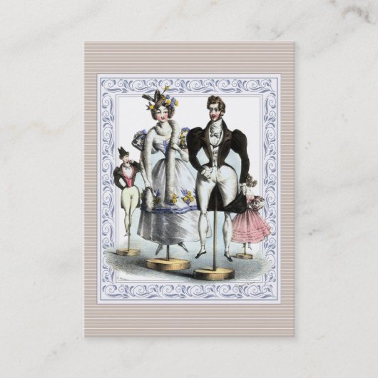 人形の愛らしいヴィンテージのフランス人のファッションの系列 名刺 (正面)