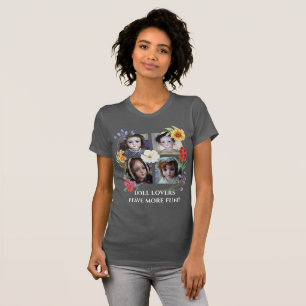 人形の愛好家より多くのおもしろいを持っている4つの正方形と花2 Tシャツ