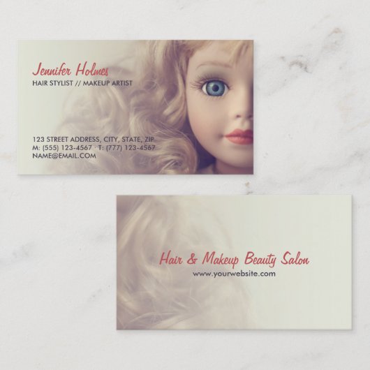 人形の美しいのヘアーサロンの名刺 名刺 (正面/裏面)