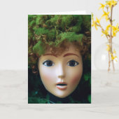 人形の頭のモッシーなすべての行事挨拶 カード (黄色い花)