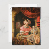 人形をインテリアに持つ少女 ポストカード (正面/裏面)