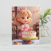 人形をテーマにした誕生日招待状 招待状 (スタンド正面)