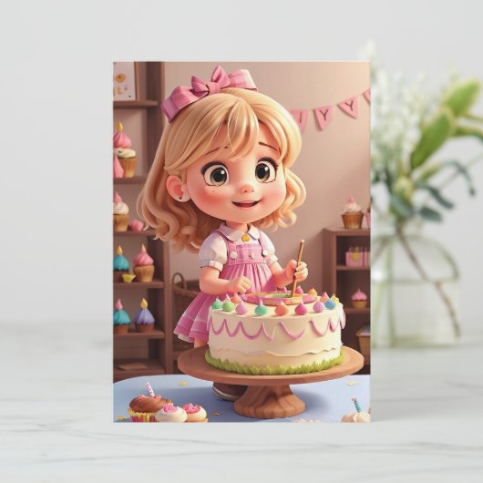 人形をテーマにした誕生日招待状 招待状 (スタンド正面)