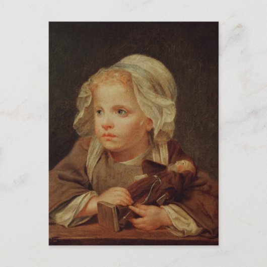 人形を持った少女 ポストカード (正面)