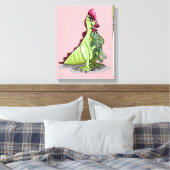 人形を持つ女性のハドロサウルス。 キャンバスプリント (インサイチュ (寝室))