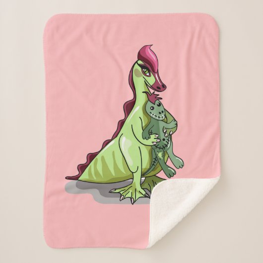 人形を持つ女性のハドロサウルス。 シェルパブランケット (正面)