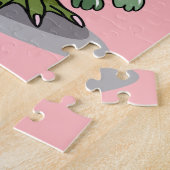 人形を持つ女性のハドロサウルス。 ジグソーパズル (側面)