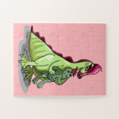 人形を持つ女性のハドロサウルス。 ジグソーパズル (横)