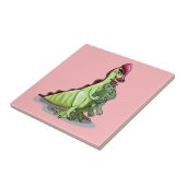 人形を持つ女性のハドロサウルス。 タイル (側面)