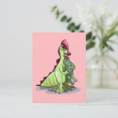 人形を持つ女性のハドロサウルス。 ポストカード (スタンド正面)