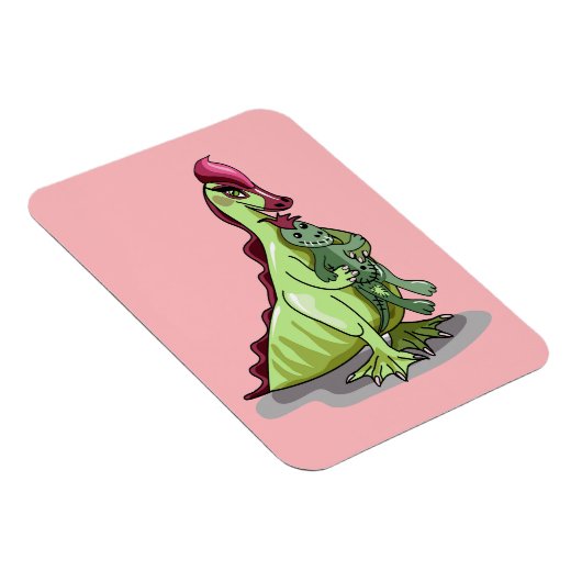 人形を持つ女性のハドロサウルス。 マグネット (右側)