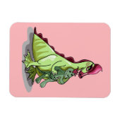 人形を持つ女性のハドロサウルス。 マグネット (横)