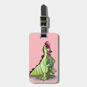 人形を持つ女性のハドロサウルス。 ラゲッジタグ (正面縦)